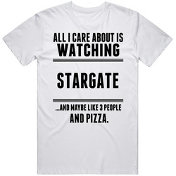 Pizza Watching Stargate Sci Fi Cult Tv Show Vintage T Shirt