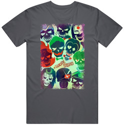 Suicide Squad Movie Poster Villians Joker Harley Quinn Deadshot Skull Cotton Unisex T Shirt