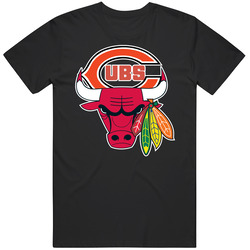 Chicago Pro Sports Teams Logo Mashup City Pride Fan Cotton Unisex T Shirt Chicago Pro Sports Teams Logo Mashup City Pride Fan Cotton Unisex T Shirt