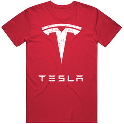 Tesla Auto Automobile Car Truck Motorcycle Parts Cool Distressed Style Brand Logo Emblem Cotton Unisex T Shirt