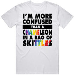 More Confused Than A Chameleon In A Bag Of Skittles Funny Candy Quote Vintage T Shirt
