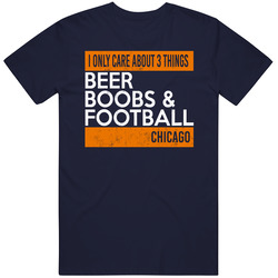Only Care About Beer Boobs Chicago Football Funny Game Day Fan Vintage T Shirt
