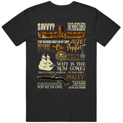 Pirates Of The Caribbean Curse Of Black Pearl Movie Fan Poster Quote Mashup Vintage T Shirt