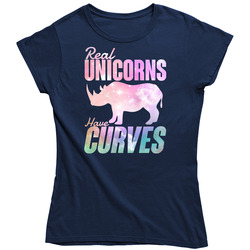 Real Unicorns Have Curves Funny Cute Rhino Spirit Animal Vintage Ladies T Shirt