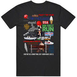 Forrest Gump Classic History Movie Poster Quote Mashup Tom Hanks Fan Vintage T Shirt