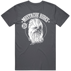 Mustache Rides Funny Chewbacca Star Wars Parody Charcoal Grey Vintage T Shirt