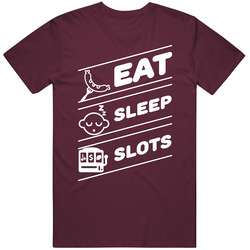 Eat Sleep Slots Funny Gambling Las Vegas Atlantic City Vintage T Shirt