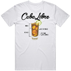 Cuba Libre Bar Alcoholic Drink Bartender Recipe Poster Party Gift Vintage T Shirt