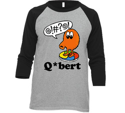 Qbert Retro Vintage Video Game Character Poster Fan Raglan Vintage Raglan 3/4 Sleeve Shirt