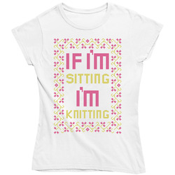 If I'm Sitting I'm Knitting Funny Knit Mom Grandma Wife Vintage Ladies T Shirt