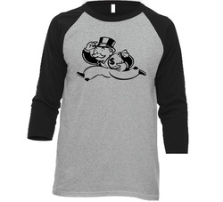 Monopoly Man Rich Uncle Pennybags Boardgame Character Poster Logo Fan Raglan Vintage Raglan 3/4 Sleeve Shirt