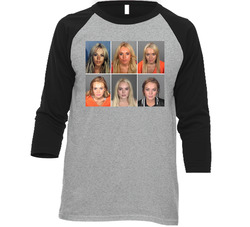 Lindsay Lohan Mashup Celebrity Mugshot Vintage Grunge Look Fan Raglan Vintage Raglan 3/4 Sleeve Shirt