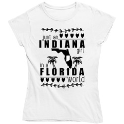Indiana Girl In A Florida World Hometown State Pride Vintage Ladies T Shirt