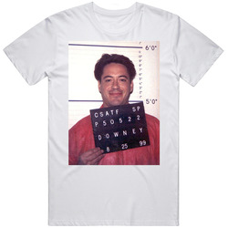 Robert Downey Jr Celebrity Mugshot Vintage Grunge Look Fan Vintage T Shirt
