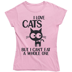 I Love Cats Can't Eat A Whole One Funny Cat Owner Distressed Vintage Ladies T Shirt