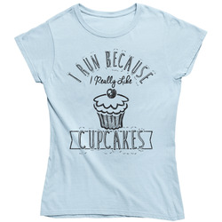 I Run Because I Really Like Cupcakes Funny Fitness Food Vintage Ladies T Shirt