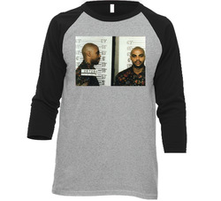 Charles Barkley Athlete Celebrity Mugshot Vintage Grunge Look Fan Raglan Vintage Raglan 3/4 Sleeve Shirt