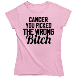 Cancer You Picked The Wrong Bitch Hope Inspirational Worn Look Vintage Ladies T Shirt