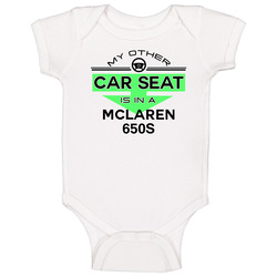 Car Seat In A Mclaren 650s Funny Kids Car Vintage Car Baby One Piece
