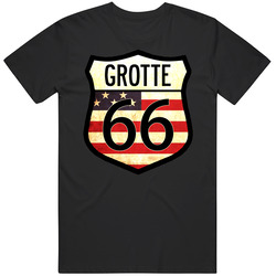 Grotte Personalized American Flag Route 66 Highway Sign Vintage Car T Shirt