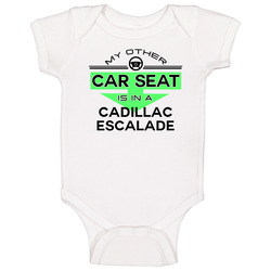 Car Seat In A Cadillac Escalade Funny Kids Car Vintage Car Baby One Piece