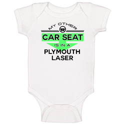 Car Seat In A Plymouth Laser Funny Kids Car Vintage Car Baby One Piece