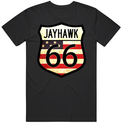 Jayhawk Personalized American Flag Route 66 Highway Sign Vintage Car T Shirt