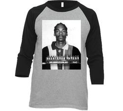 Snoop Dogg Hip Hop Celebrity Mugshot Vintage Grunge Look Fan Raglan Vintage Raglan 3/4 Sleeve Shirt