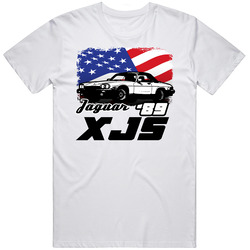 Black And White 1989 Jaguar Xjs American Flag Cool Car Vintage T Shirt