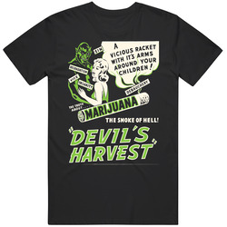 Marijuana The Devils Harvest Cool Stoner Kush Weed Vintage T Shirt