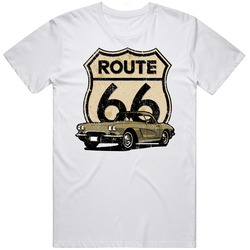 Beige 1962 Chevrolet Corvette Route 66 Grunge Sign Cool Car Vintage T Shirt