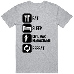 Eat Sleep Civil War Reenactment Repeat Sport Silhouette Vintage T Shirt