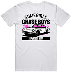 Black And White 1964 Ferrari America Some Girls Chase Boys I Pass Em Cool Car Vintage T Shirt