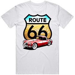 Red 1959 Mg Mga Route 66 Sign Cool Car Vintage T Shirt