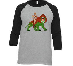 He-man And Battlecat Masters Of The Universe Favorite Characters Fan Baseball Raglan Vintage Raglan 3/4 Sleeve Shirt