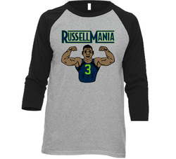 Russell Mania Russell Wilson Seattle Football Fan Baseball Raglan Vintage Raglan 3/4 Sleeve Shirt