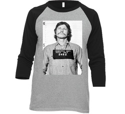 Charles Bronson Celebrity Mugshot Vintage Grunge Look Fan Raglan Vintage Raglan 3/4 Sleeve Shirt