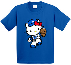 Hello Kitty Dodgers Shirts, Hello Kitty Sports Team Shirts - Kids Retro T Shirt