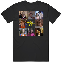 Girls Just Wanna Have Fun Photo Montage 80s Teen Movies Worn Look retro T Shirt