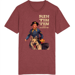 Rin Tin Tin And Rusty Retro 50s Tv Show Poster Vintage Unisex retro T Shirt Rin Tin Tin And Rusty Retro 50s Tv Show Poster Vintage Unisex retro T Shirt