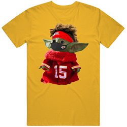 Patrick Mahomes Baby Yoda Mask Kansas Football Retro T Shirt