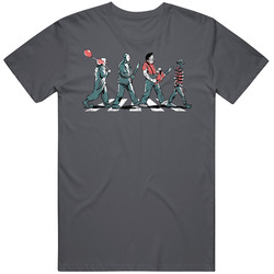 It Jason Michael Myers Freddy Horror Movie Villains Slasher Abbey Road Parody Halloween Worn Look Retro T Shirt