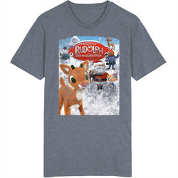 Rudolph The Red Nosed Reindeer 60s Kids Movies Worn Look Vintage Unisex Retro T Shirt