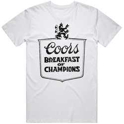 Coors Breakfast Of Champions Label Logo Vintage Worn Look Beer Retro T Shirt