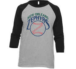 New Orleans Zephyrs Retro Vintage Baseball Raglan Retro Raglan 3/4 Sleeve Shirt
