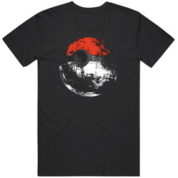Pokeball Deathstar Funny Pokemon Star Wars Mash Up Retro T Shirt