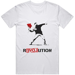 Love Revolution Banksy Protester Throwing Flowers retro T Shirt