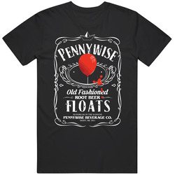 It Pennywise Old Fashioned Root Beer Floats Funny Parody Label Horror Movie Halloween retro T Shirt