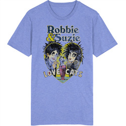 Post Punk Robbie And Suzie Love Cats Retro Comic Book Worn Look Vintage Unisex retro T Shirt