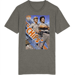 Chips 70s 80s Cops Tv Series Poster Worn Look Vintage Unisex retro T Shirt